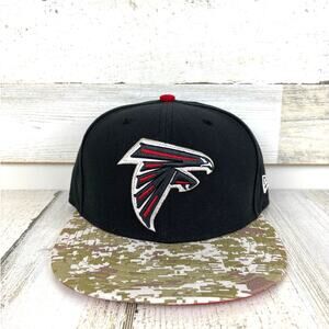 New Era 59Fifty Mens 7 1/8 Atlanta Falcons Fitted Hat Black NFL Football Cap